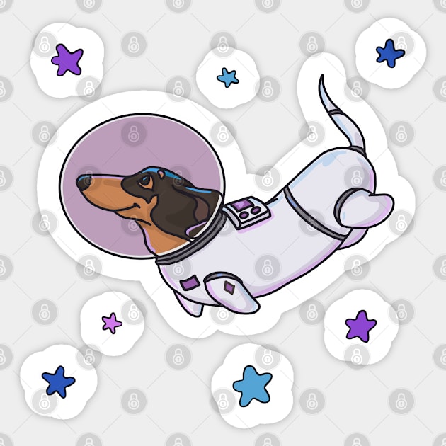 Space pets- dachshund Sticker by Artbysusant 